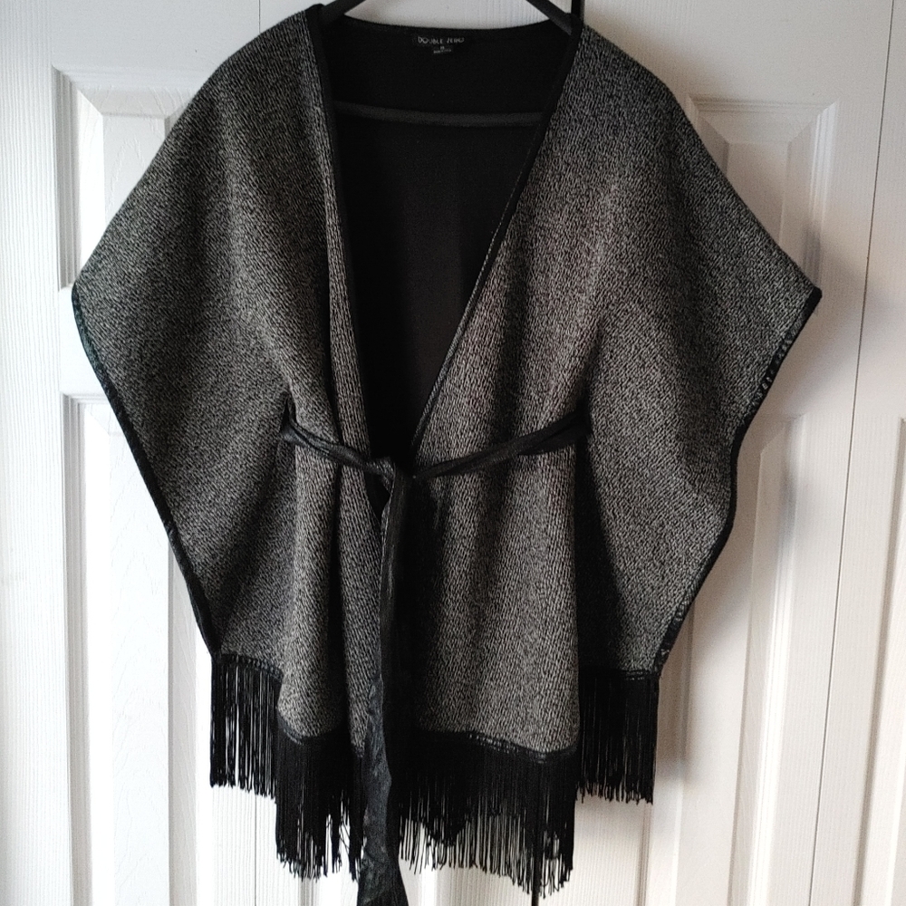 Double Zero Waist Tie Fringe Jacket Cardigan Wrap Size S